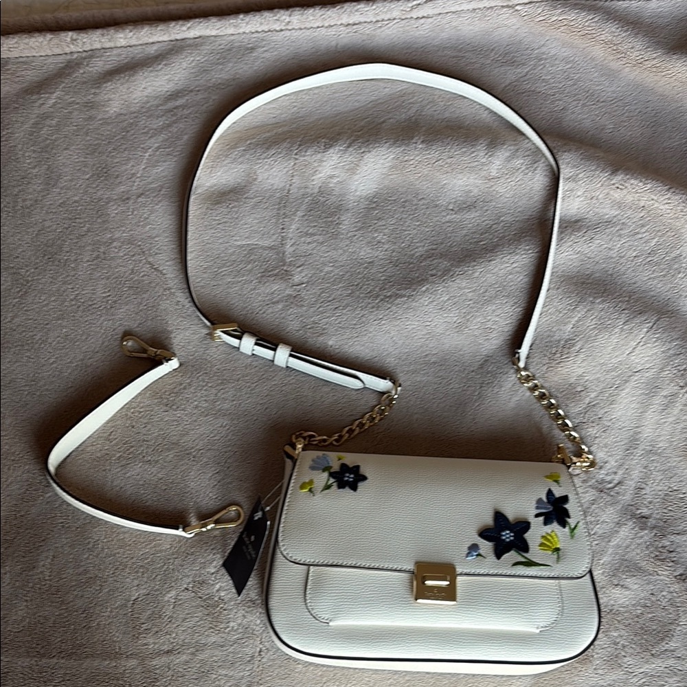 Kate Spade White Crossbody Bag with Floral Design